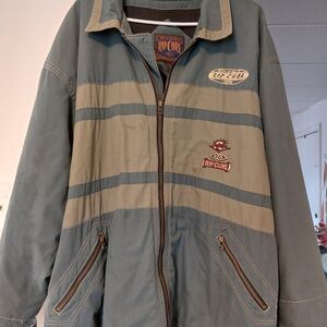 Rip Curl Blue and Tan Bomber Jacket